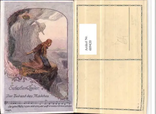 489420,Künstler AK O. Elsner Liedkarte Schubert Der Tod und das Mädchen