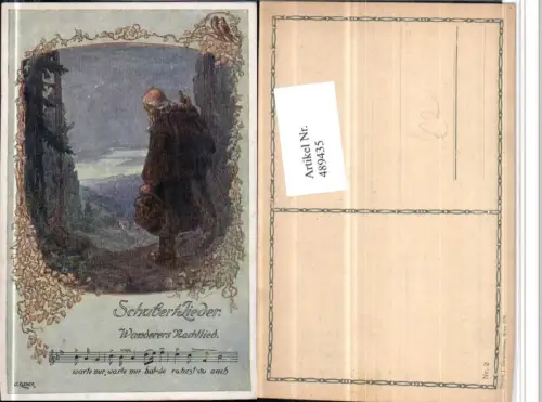 489435,Künstler AK O. Elsner Liedkarte Schubert Wanderers Nachtlied