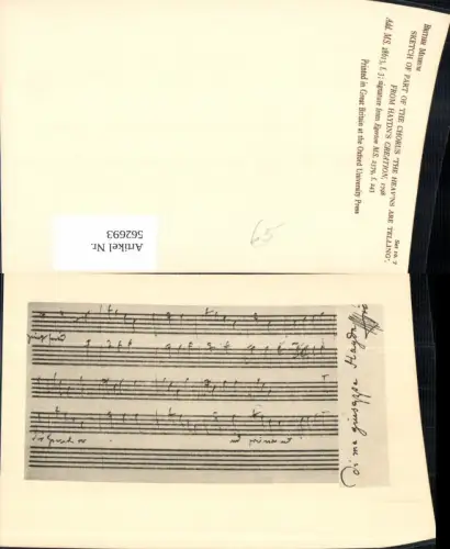562693,Liedkarte Sketch of Part of the Chorus The Heavns are telling Haydn