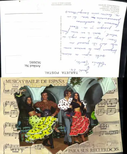 562695,Liedkarte Musica y Baile de Espana Para sus Recuerdos Flamenco Tango Spain Volkstypen