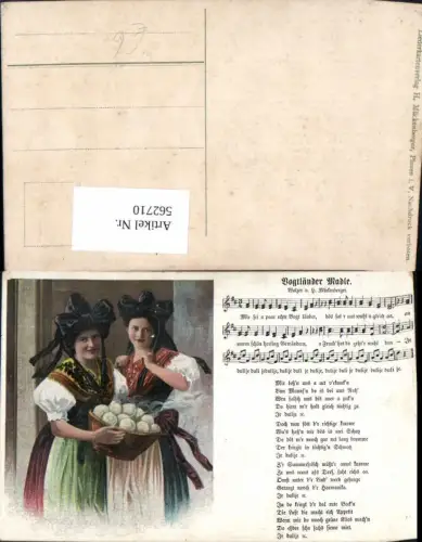 562710,Liedkarte Vogtländer Madle Walzer H. Mückenberger Frauen Tracht Plauen i. Vogtland