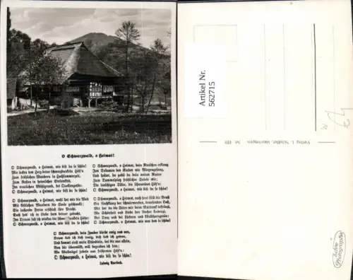 562715,Liedkarte O Schwarzwald O Heimat Ludwig Auerbach Haus