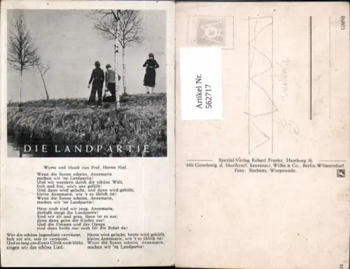 562717,Liedkarte Die Landpartie Prof. Herms Niel