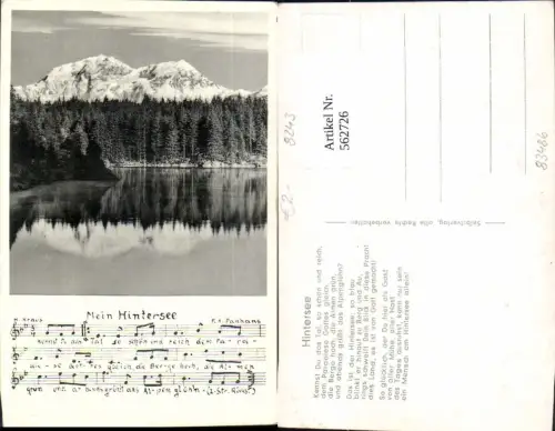 562726,Liedkarte Mein Hintersee F. A. Panhans H. Kraus