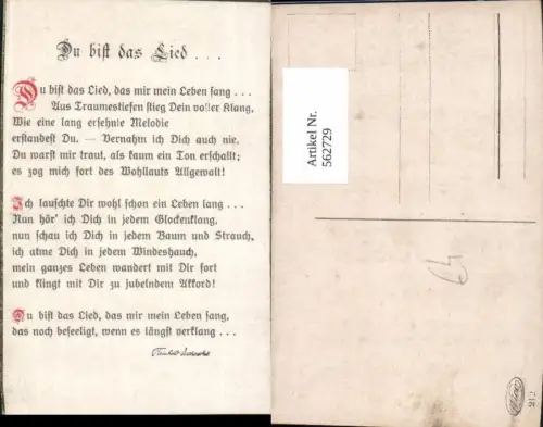 562729,Liedkarte Du bist das Lied Reinhold
