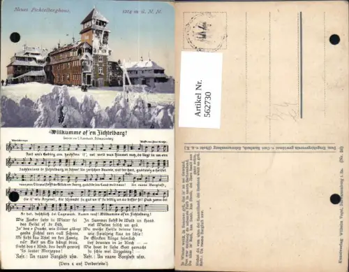 562730,Liedkarte Willkumme of en Fichtelberg C. Rambach Paul Große