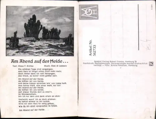 562733,Liedkarte Am Abend auf der Heide Klaus F. Richter Eldo di Lazzaro