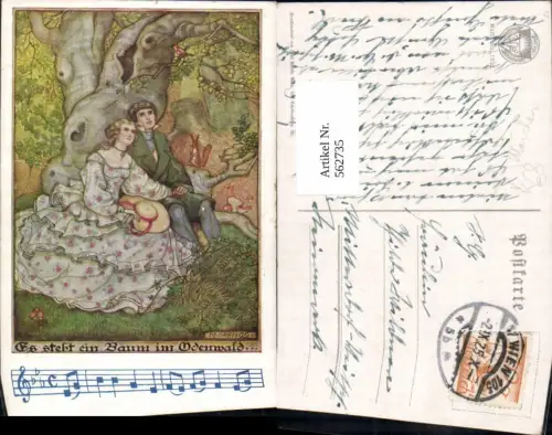 562735,Künstler Ak M. Grengg Liedkarte Es steht ein Baum im Odenwald pub Deutscher Schulverein 1252