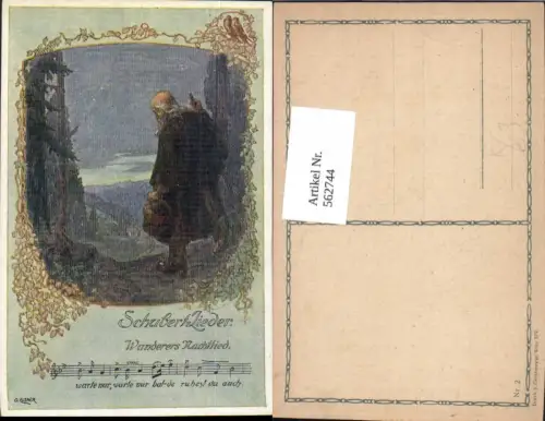 562744,Künstler Ak O. Elsner Liedkarte Schubert-Lieder Wanderers Nachtlied