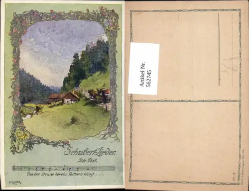 562745,Künstler Ak O. Elsner Liedkarte Schubert-Lieder Die Post