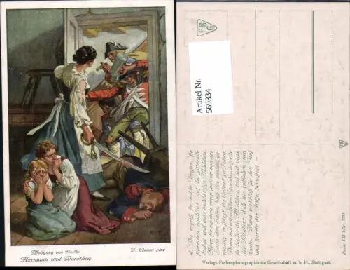 569334,Künstler AK F. Elssner Hermann u. Dorothea W. v. Goethe Soldaten