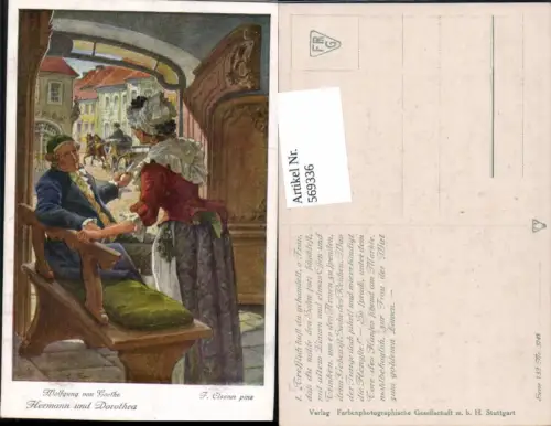 569336,Künstler AK F. Elssner Hermann u. Dorothea W. v. Goethe Kutsche Mann
