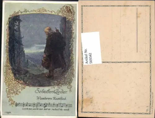 569342,Künstler AK O. Elsner Schubert Lieder Wanderers Nachtlied