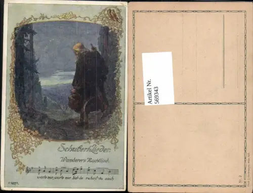569343,Künstler AK O. Elsner Schubert Lieder Wanderers Nachtlied