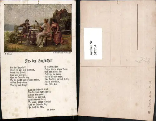 647754,Liedkarte A. Brock Aus der Jugendzeit Fr. Rückert