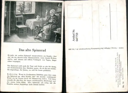 647759,Liedkarte Das alte Spinnrad Franz L. Berthold B. Hill