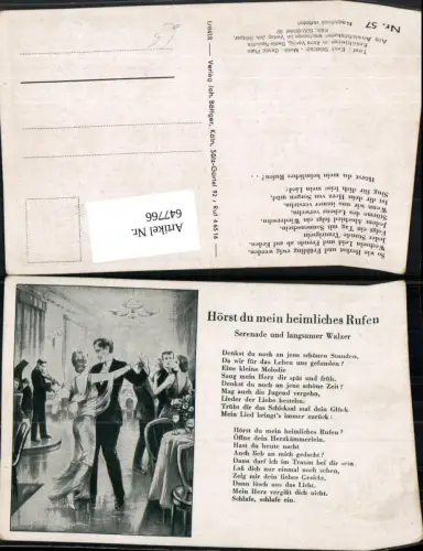 647766,Liedkarte Hörst du mein heimliches Rufen Serenade Gerald Plato