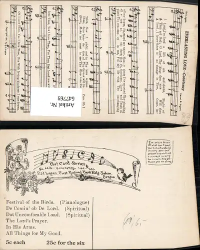 647769,Liedkarte Everlasting Love Constancy Hazel E. Logan Music Vogel Notenzeile
