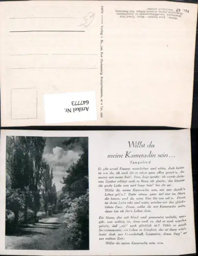 647773,Liedkarte Willst du meine Kameradin sein Tangolied Ernst Huebner Robert Stolz