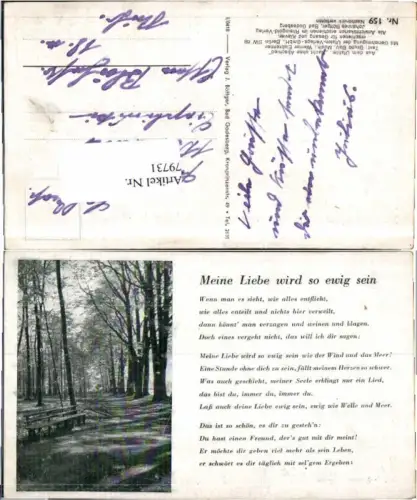 79731,Liedkarte Böttger Nr 159 Meine Liebe wird ewig sein