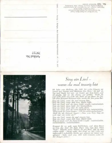 79737,Liedkarte Sing ein Lied traurig bist Böttger 123