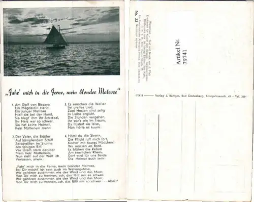 79741,Liedkarte Matrosenlied Matrose Seemann Böttger 22