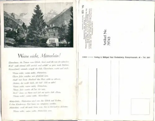 79743,Liedkarte Weine nicht Mütterlein Böttger 120