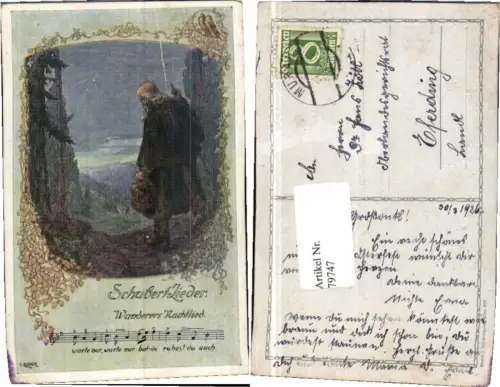 79747,Liedkarte Schubert Lieder O. Elsner Wanderer
