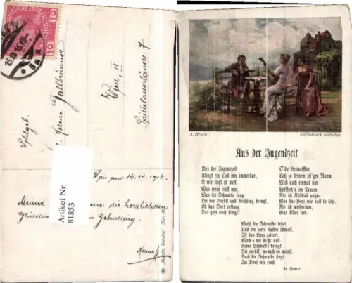 81853,A. Broch Liedkarte Jugendzeit