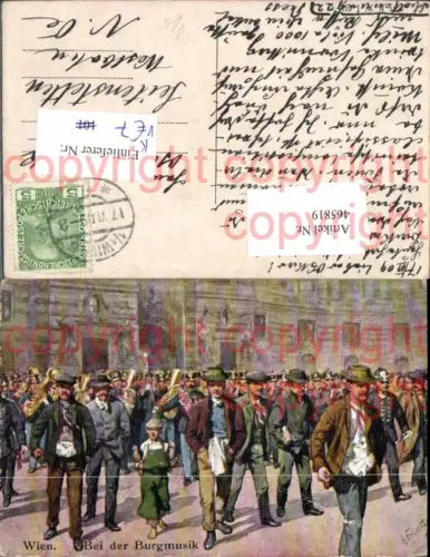 465819,Künstler Ak K. Feiertag Wien Musikkapelle Bei der Burgmusik Musiker pub B.K.W.I. 631