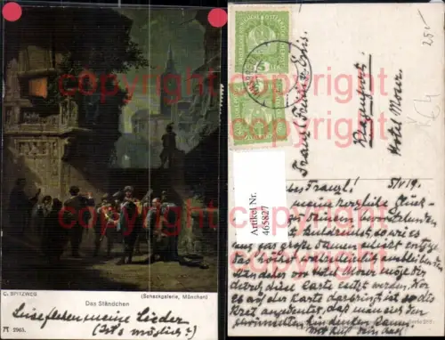 465827,Künstler Ak C. Spitzweg Das Ständchen Musiker Musikanten pub F. A. Ackermann 288/2965