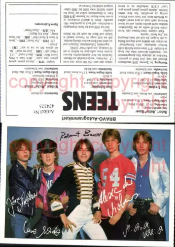 474325,Musiker Band Teens Jög Treptow Uwe Schneider Michael Uhlich Bravo Autogrammkarte