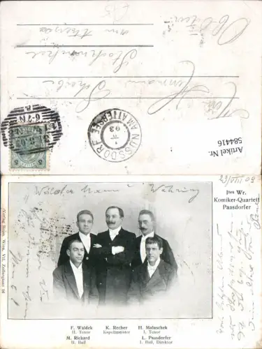 584416,1. Wiener Komiker Quartett Paasdorfer Paasdorf F. Waldek K. Recher H. Maluschek M. Richard L. Paasdorfer