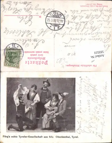 593531,Silz im Oberinnthal Zirl Förgs Tyroler Gesellschaft 1900 Trachten Volkstrachten