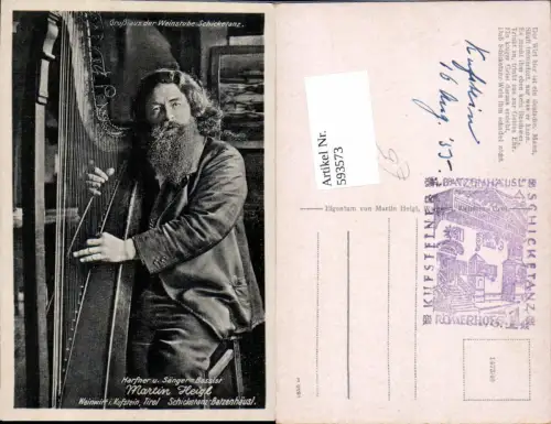 593573,Martin Heigl Harfner Sänger Bassist Weinwirt in Kufstein Tirol Harfe Batzenhäusl