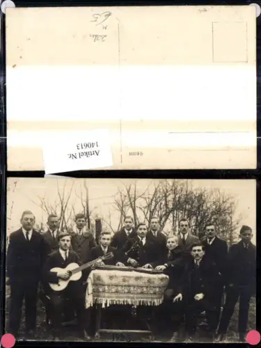140613,Foto Ak Gruppenbild Männer Musikanten Musik Instrumente Zither Gitarre