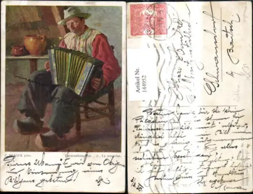 144952,Künstler Ak P. Jirasek Harmonikaspieler Ziehharmonika