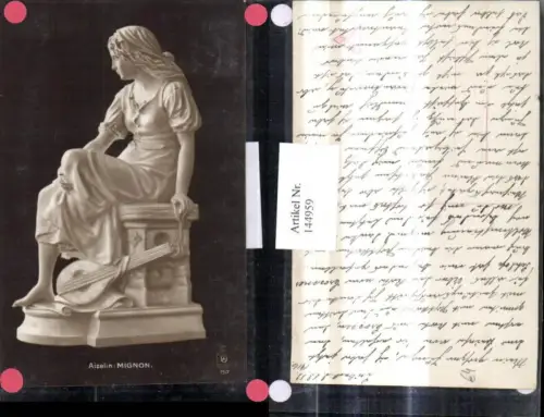 144959,Statue Frau m. Geige Aizelin Mignon Musik