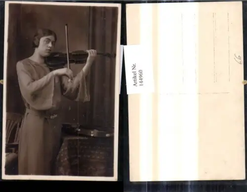 144960,Foto Ak Frau spielt Geige Musik Instrument