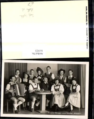 161923,Foto Tiroler Sänger u. Tänzer Blaas Zither Harmonika Tiroler Tracht Gruppenbild Musik