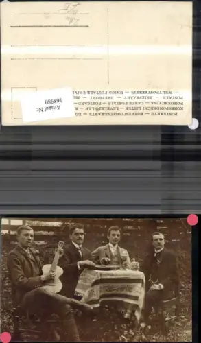 168980,Foto Ak Männer Quartett Gitarre Zither Bierkrug Krug