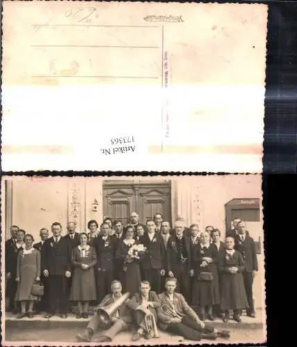 173365,Foto Ak Brautpaar Hochzeitsfoto m. Musikanten Musik Trompete pub Kaupa Adolf Walding