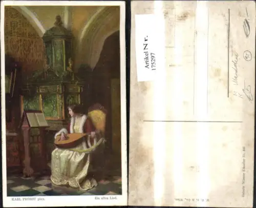 175297,Ein altes Lied Frau m. Mandoline sign Karl Probst