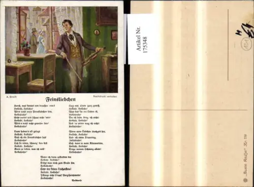 175348,A. Broch Feinsliebchen Mann m. Geige a. Fenster Text