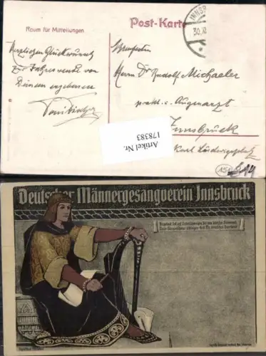 178383,Künstler AK Deutscher Männergesangsverein Innsbruck Harfe