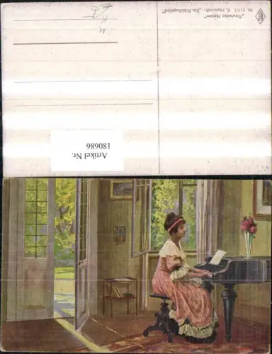 180686,Künstler Ak E. Manstedt Ein Frühlingslied Frau Klavier