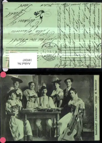 189287,Foto Ak Gesellschaft Garmischer Leit. M. Reichlmair Zither Doppelgitarre Tracht Garmisch