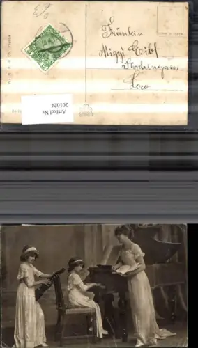 201024,Frau Mädchen a. Klavier Geige Gesang