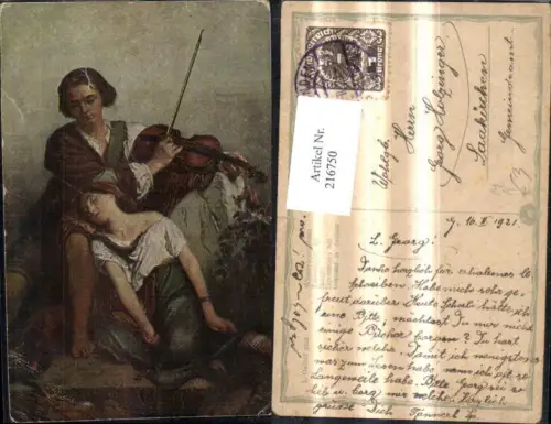 216750,Künstler Ak L. Gallait Schmerzvergessen Frau Mann Geige