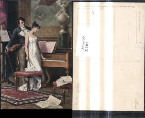 217482,Künstler Ak C. Schweninger Alte Historie Klavier Geige Musik